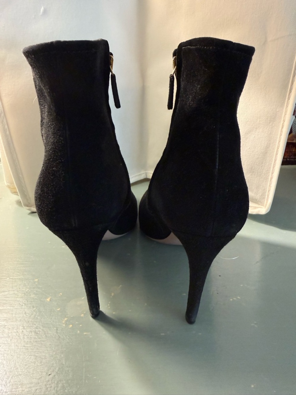 Black Suede Women's Gucci Ankle Boot with Side Zip - Picture 3 of 6